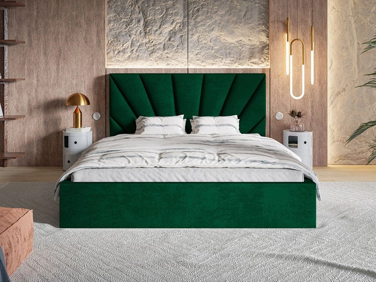 Polsterbett mit Bettkasten und Lattenrost 120x200 Orlo Grün