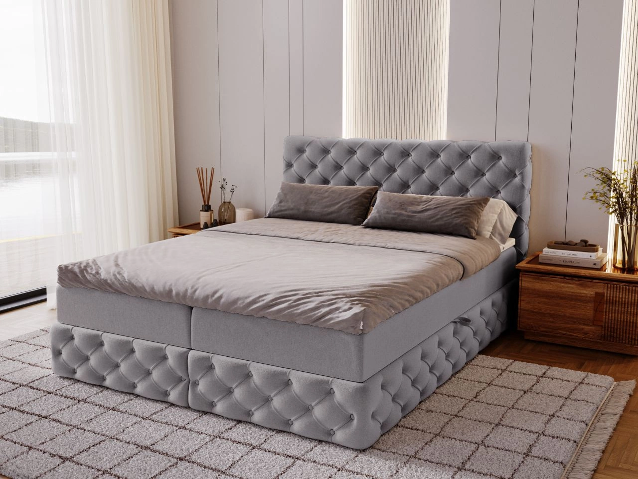 Boxspringbett mit Bettkasten 120x200 Canolo Grau