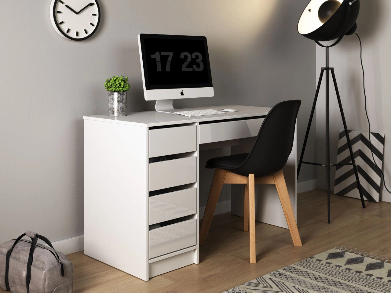 Schreibtisch mit Schubladen Anes Weiß Matt