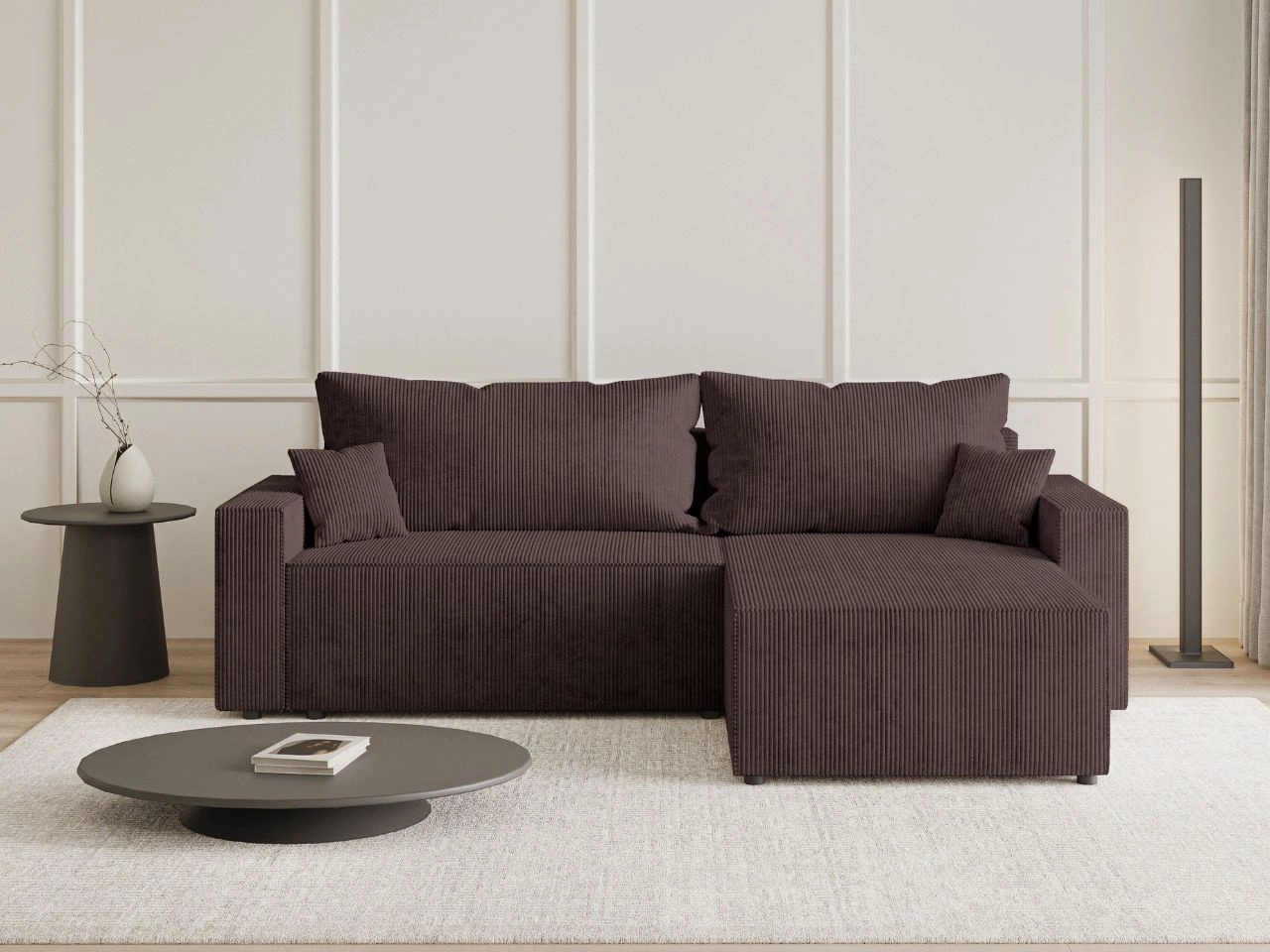 Ecksofa L-Form mit Schlaffunktion und Bettkasten Nivo Braun