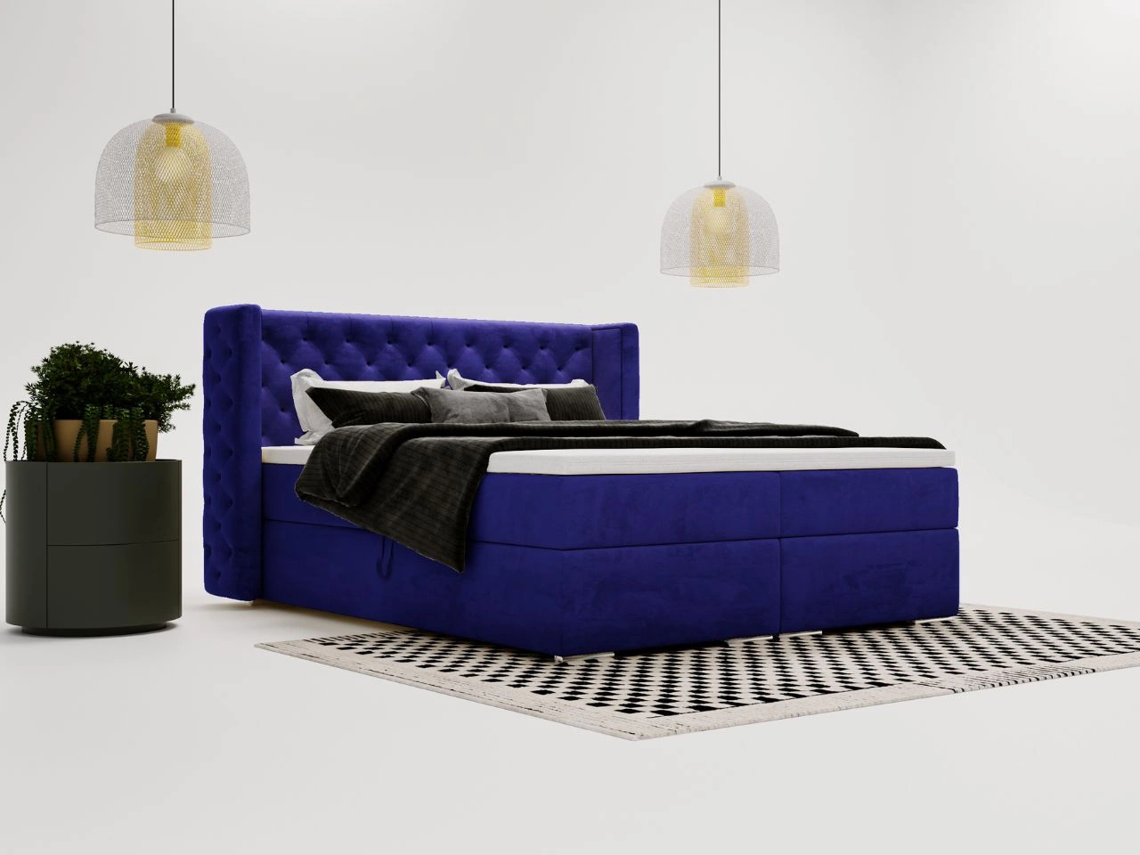 Boxspringbett mit Bettkasten 140x200 Lion Dunkelblau