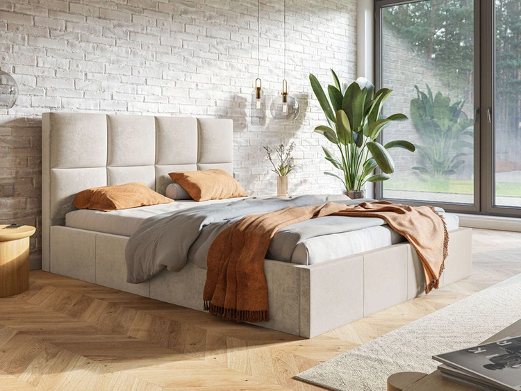 Polsterbett mit Bettkasten und Lattenrost 160x200 Malo Beige
