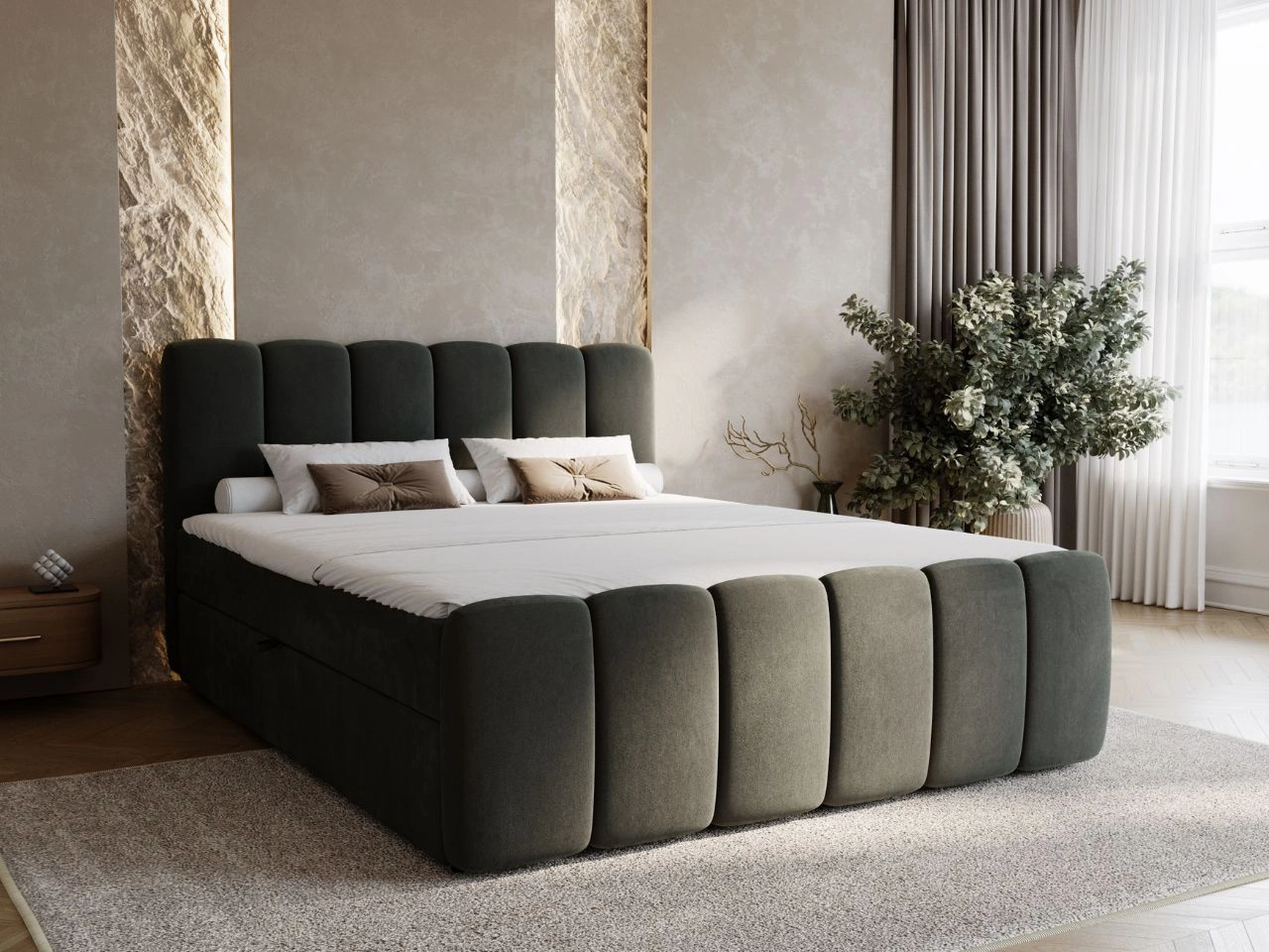 Boxspringbett mit Bettkasten 160x200 Cloud Dunkelgrau