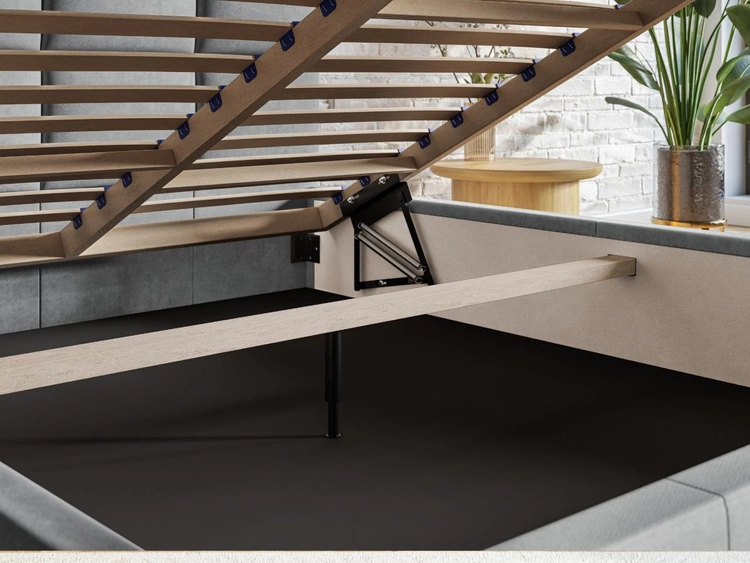 Polsterbett mit Bettkasten und Lattenrost 140x200 Malo Dunkelblau