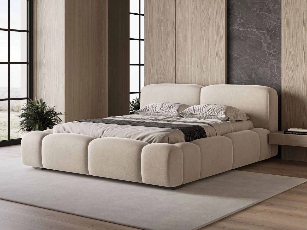 Polsterbett mit Bettkasten und Lattenrost 120x200 Aubi Beige