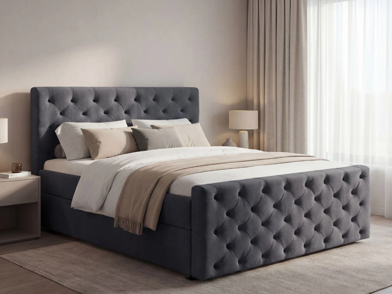 Boxspringbett mit Bettkasten 120x200 Montego Dunkel grau