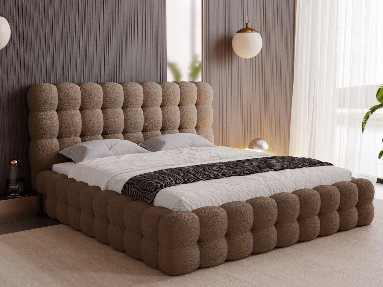Polsterbett mit Bettkasten und Lattenrost 160x200 Twist Braun