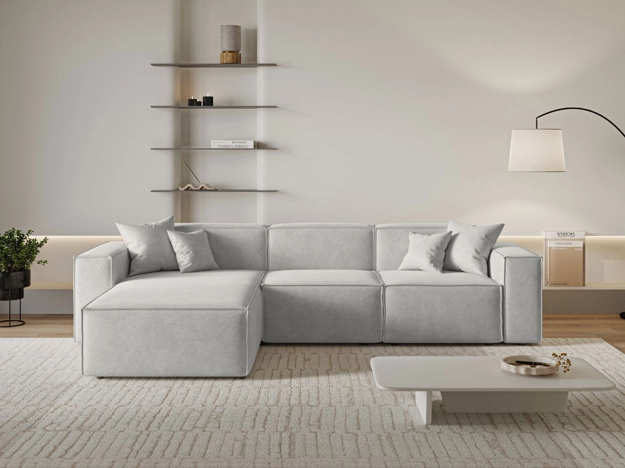 Ecksofa L-Form Links Arizona Hellgrau