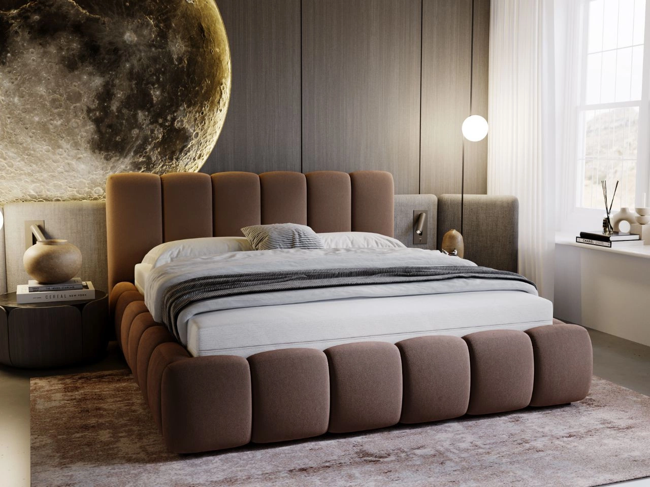 Polsterbett Ohne Bettkasten mit Lattenrost 160x200 Cloud Braun