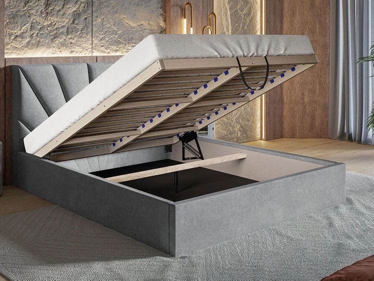 Polsterbett mit Bettkasten und Lattenrost 120x200 Orlo Grün