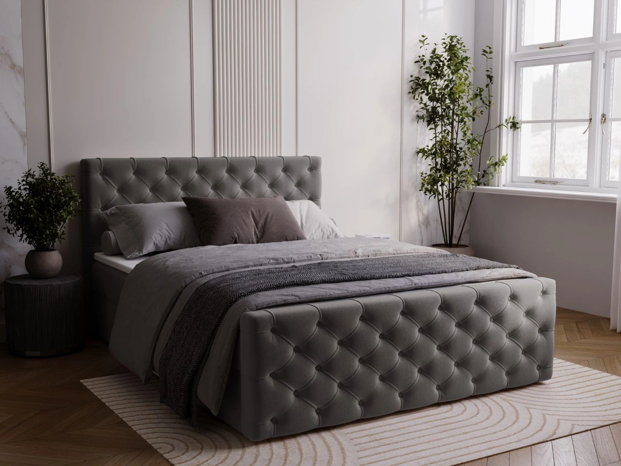 Boxspringbett mit Bettkasten 160x200 Montego Anthrazit