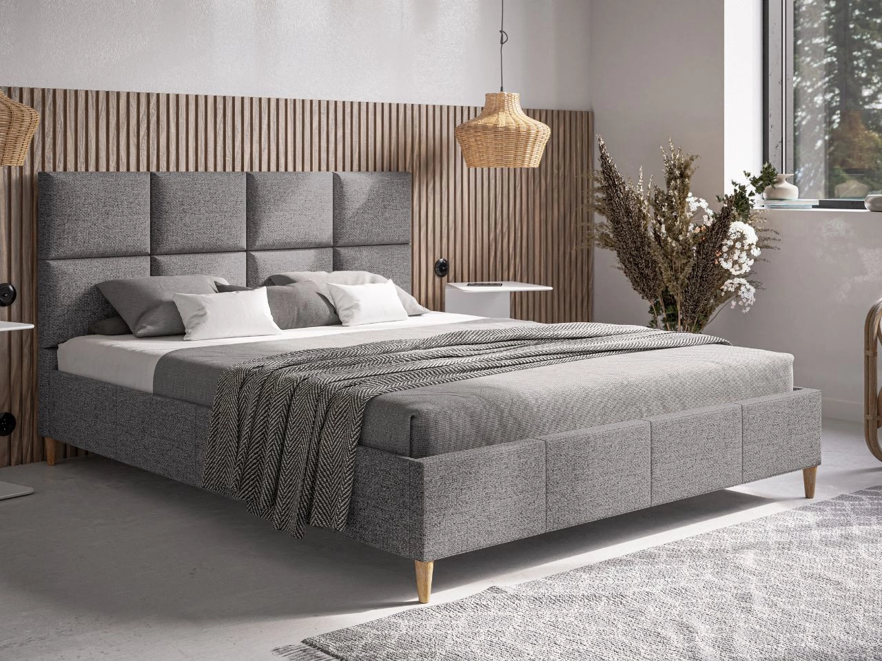 Polsterbett mit Lattenrost 160x200 Luxe Hellgrau