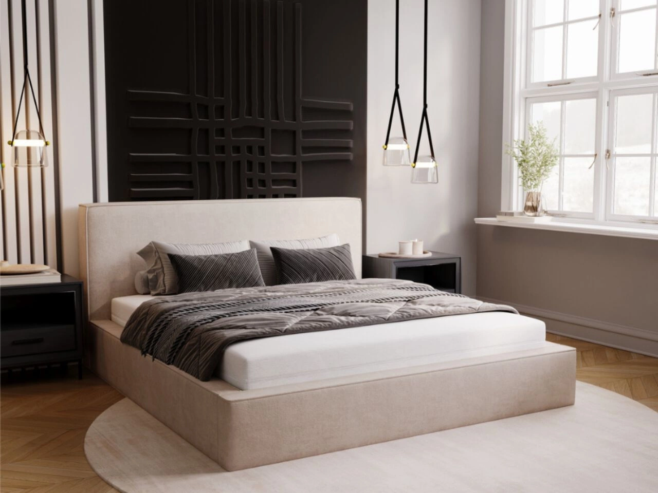 Polsterbett mit Bettkasten und Lattenrost 120x200 Monaco Beige