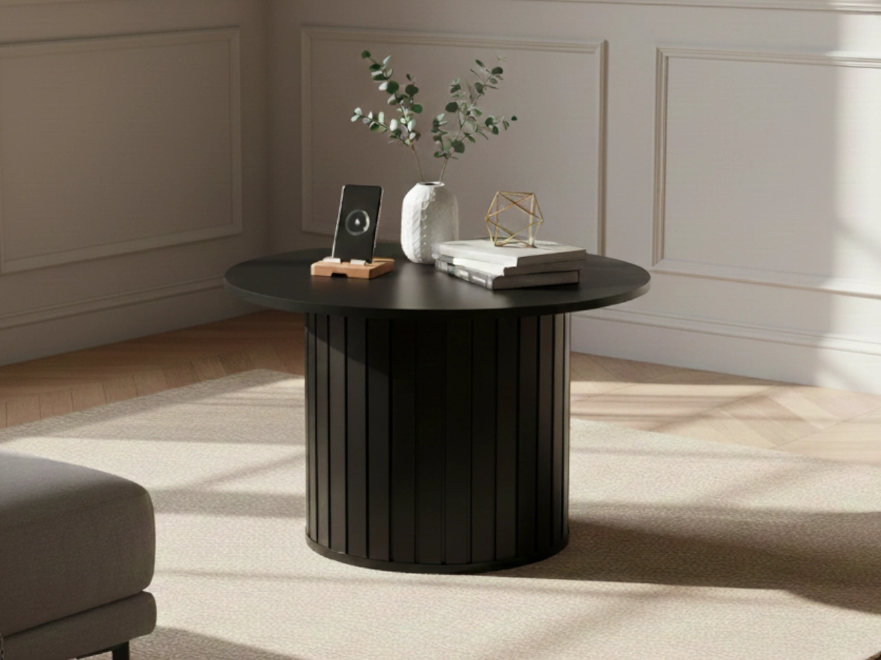 Couchtisch Rund Soria Schwarz mat