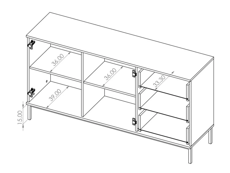 Kommode mit Türen und Schubladen Soroko Hickory