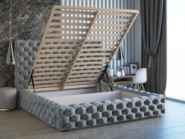 Polsterbett mit Bettkasten und Lattenrost 120x200 Heaven Hellgrau