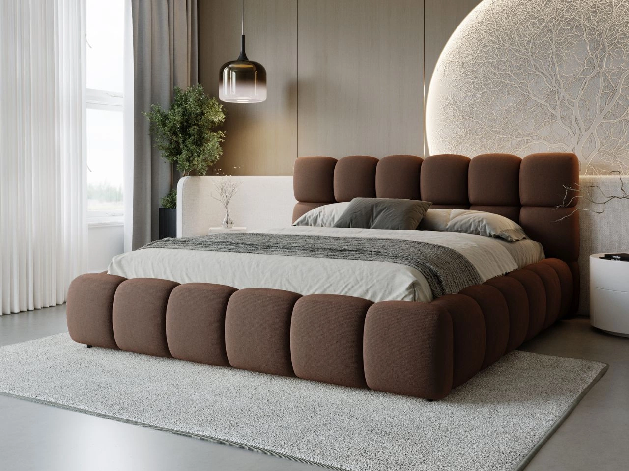 Polsterbett mit Bettkasten und Lattenrost 160x200 Modo Braun