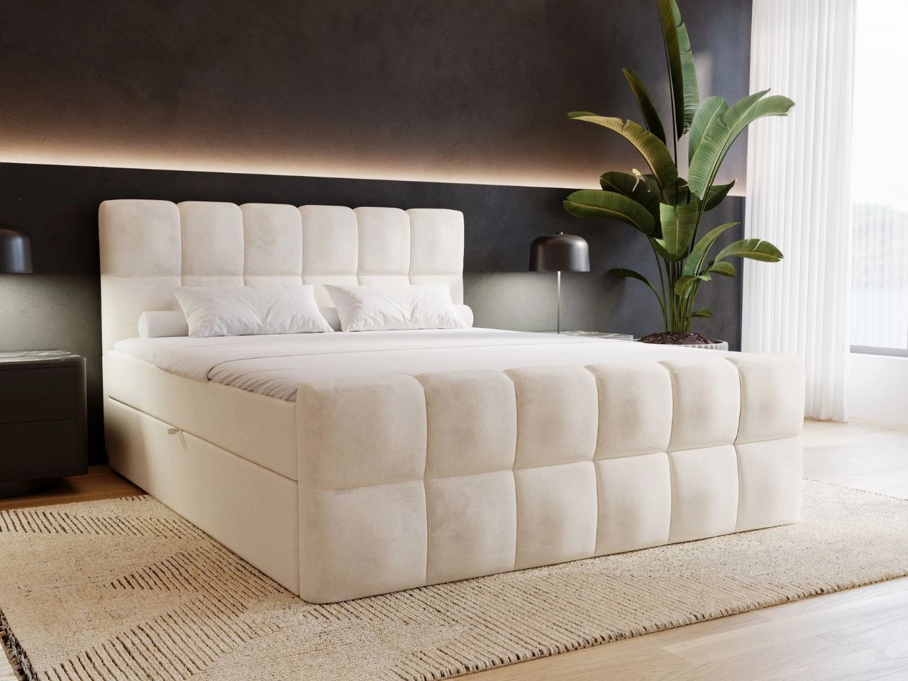Boxspringbett mit Bettkasten 200x200 Alicante Beige