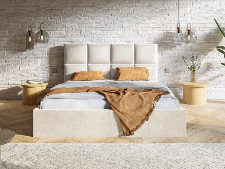 Polsterbett mit Bettkasten und Lattenrost 160x200 Malo Beige