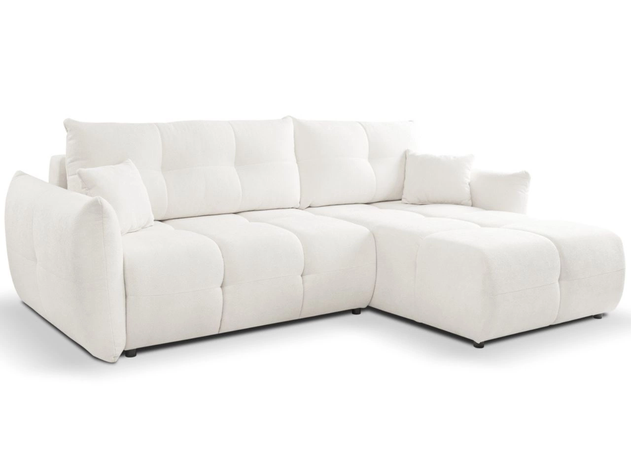 Ecksofa L-Form mit Schlaffunktion und Bettkasten Bene Creme