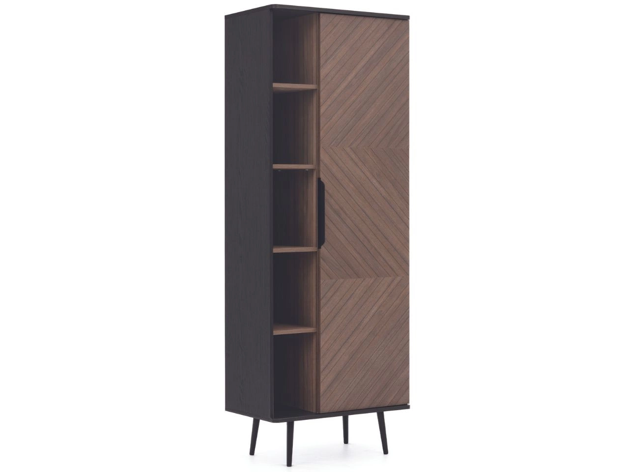 Regal mit Türen Nemi Schwarzer Graphit Braun