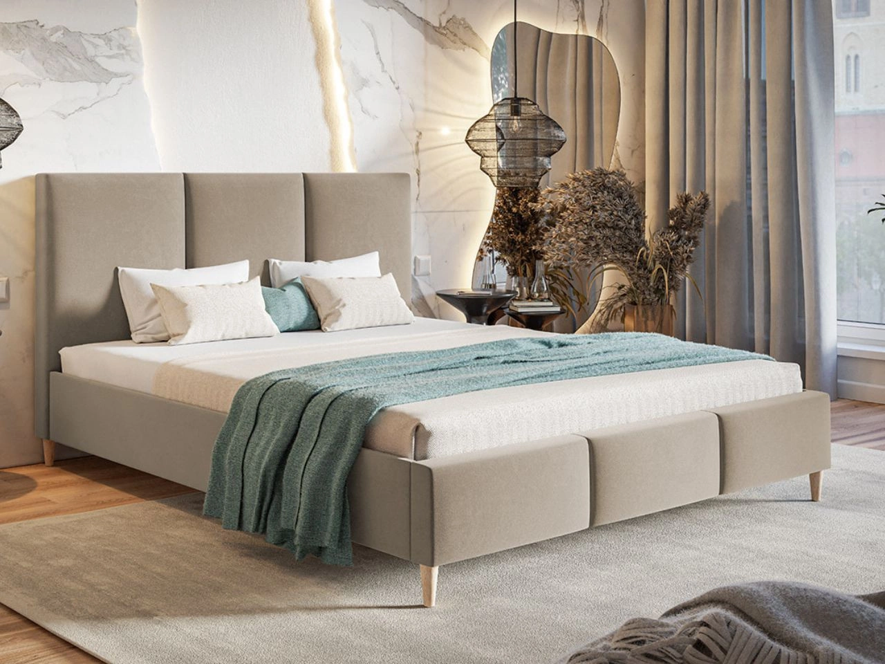 Polsterbett mit Lattenrost 120x200 Trio Beige