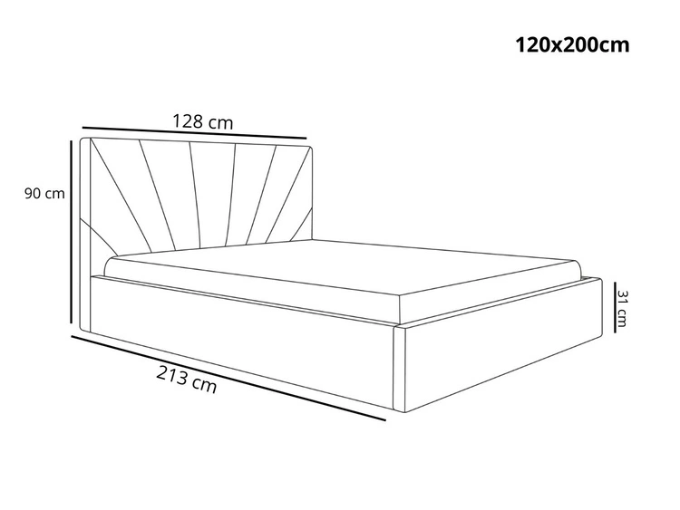Polsterbett mit Bettkasten und Lattenrost 120x200 Orlo Grün