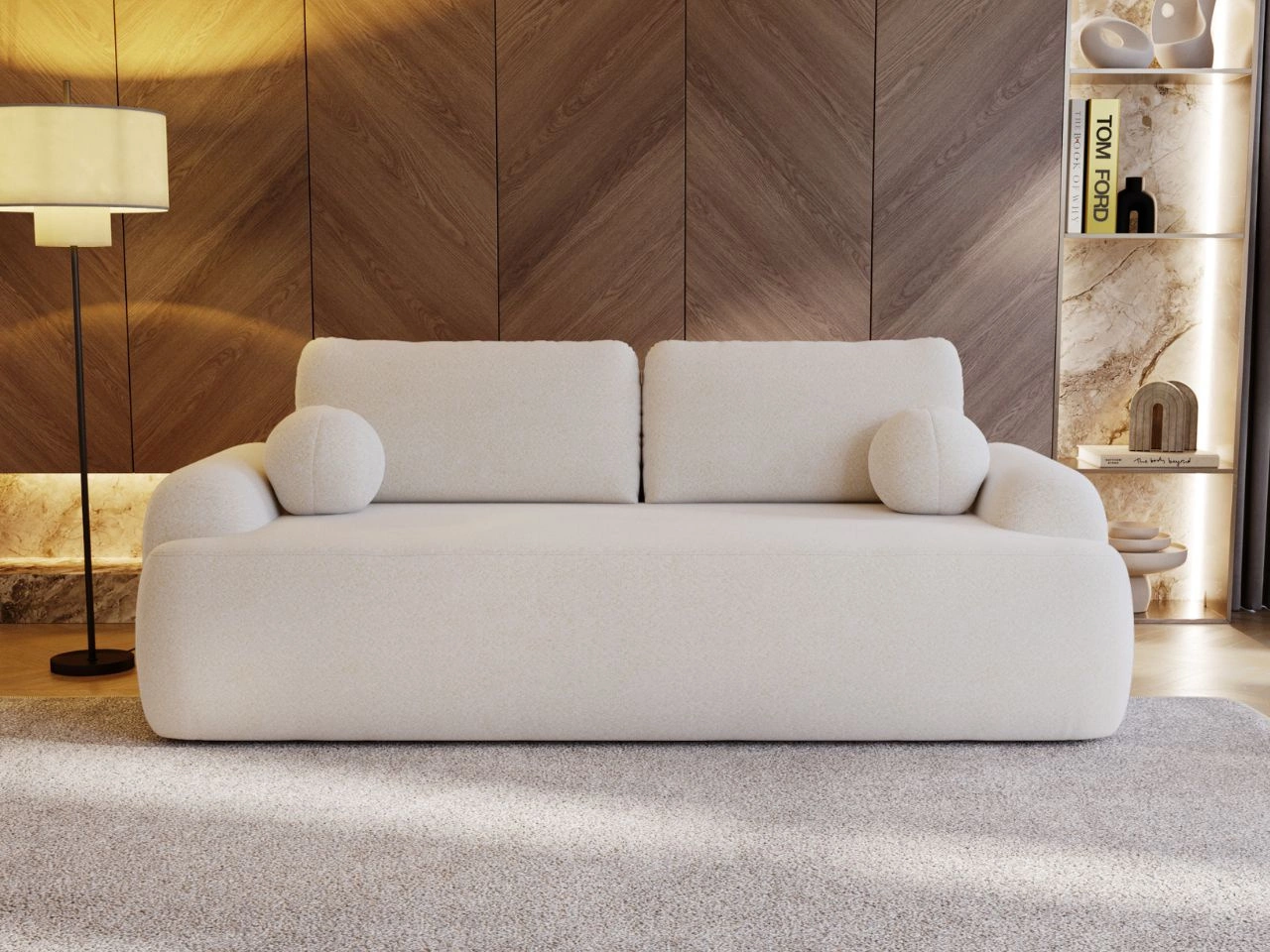 Sofa mit Schlaffunktion und Bettkasten Aurio Weiß