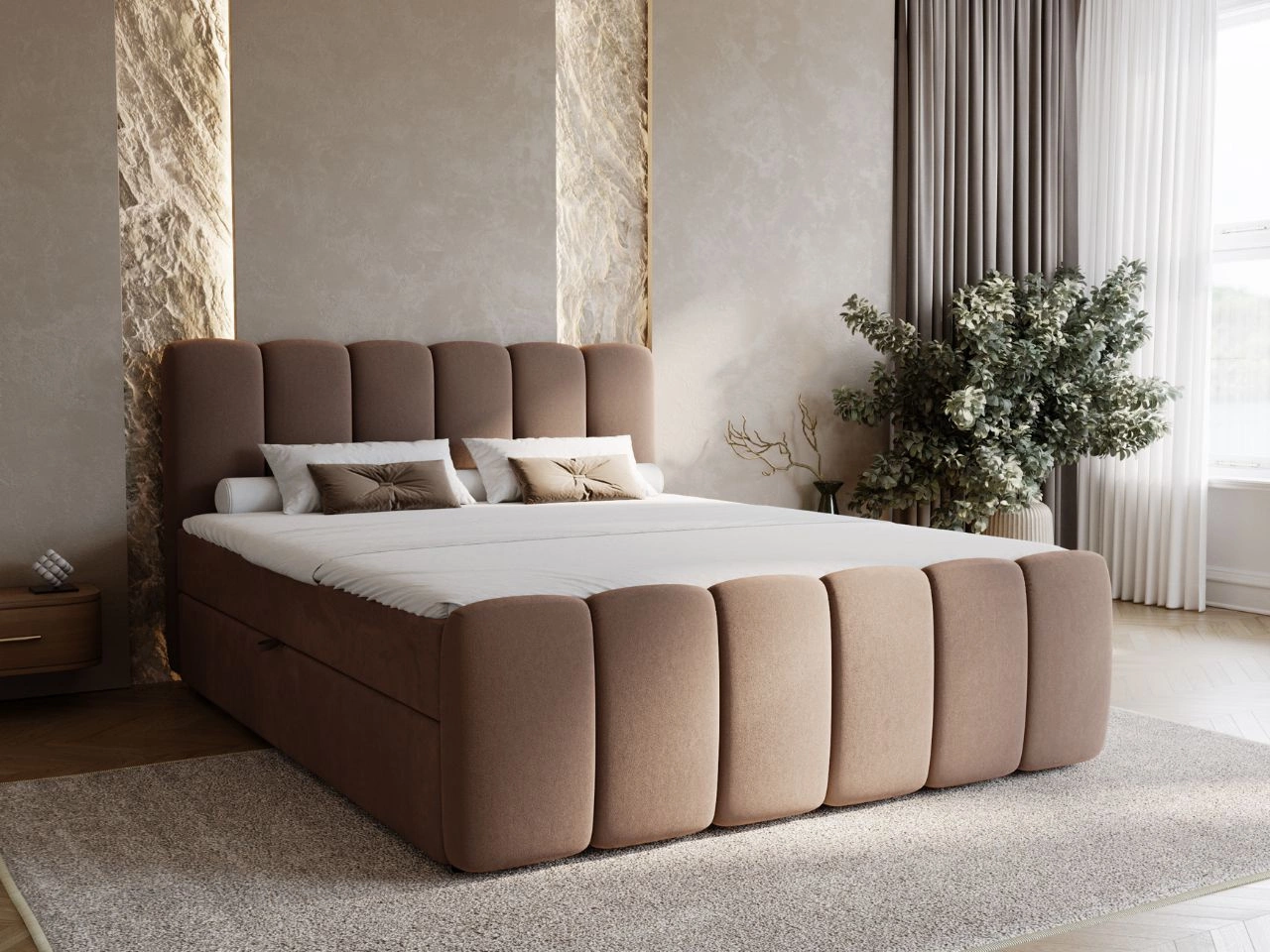 Boxspringbett mit Bettkasten 140x200 Cloud Braun