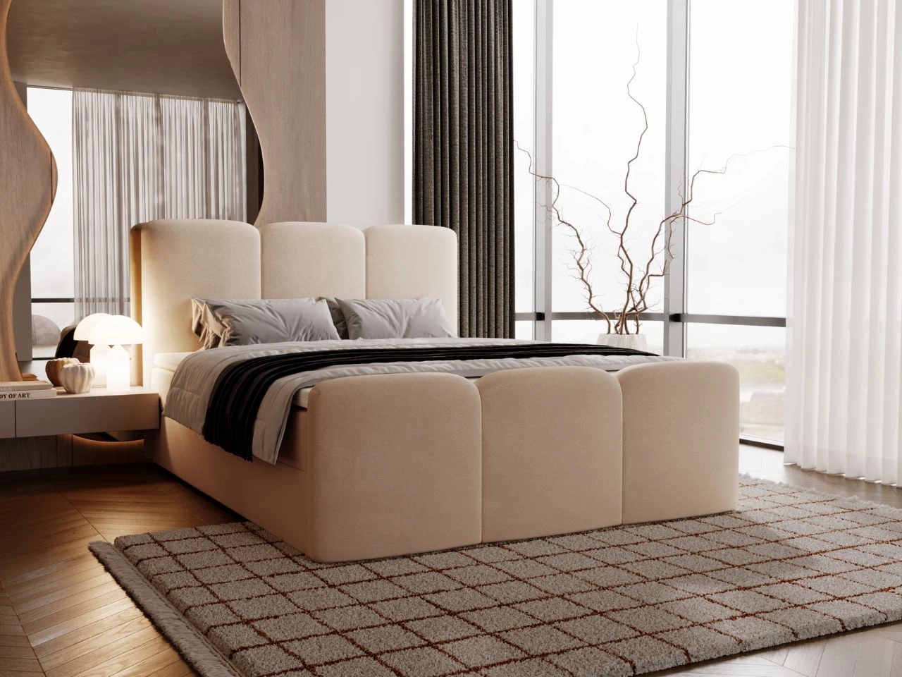 Boxspringbett mit Bettkasten 180x200 Campi Beige