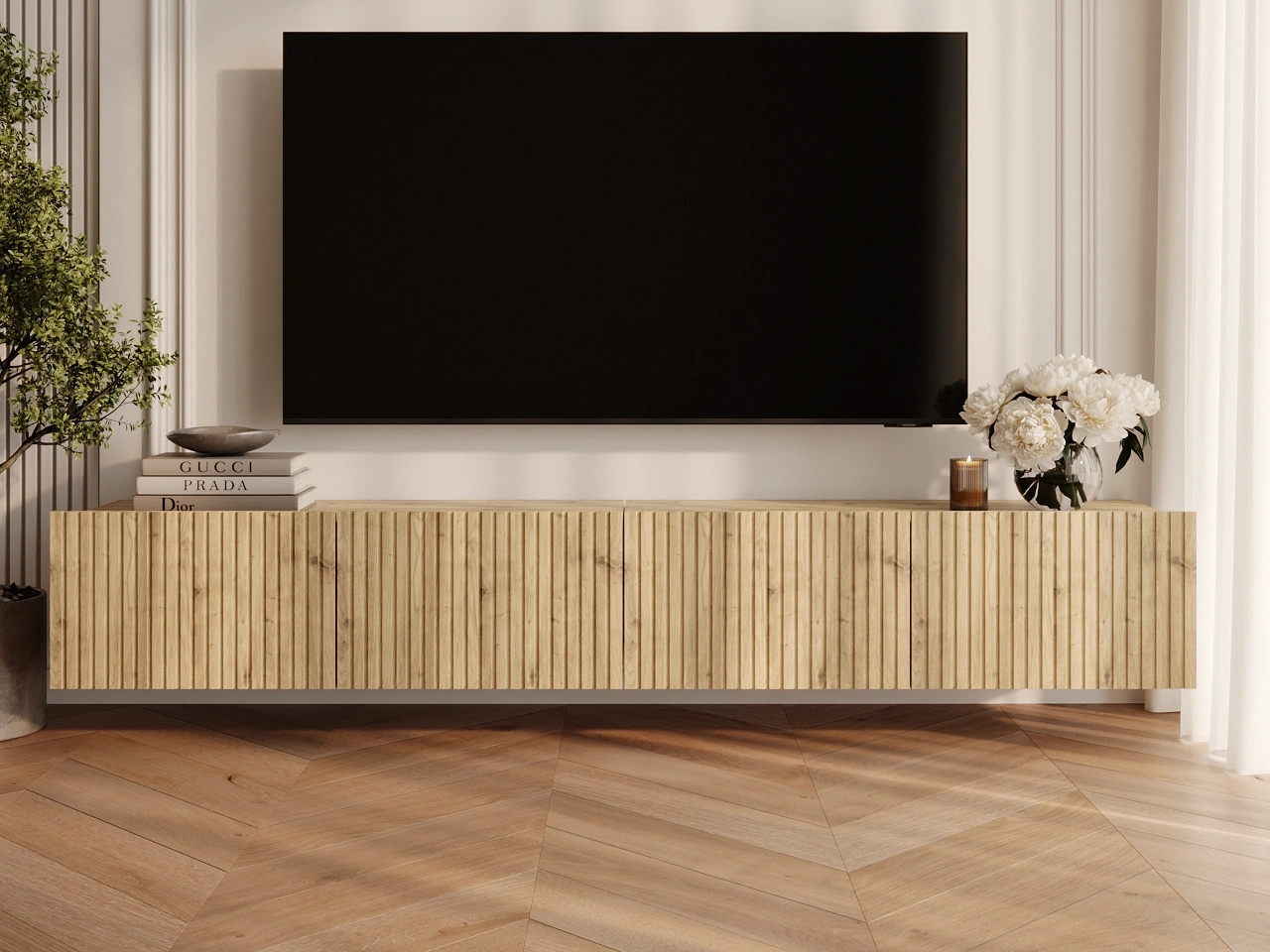 TV-Lowboard mit Türen 200 cm Kioto Artisan Eiche
