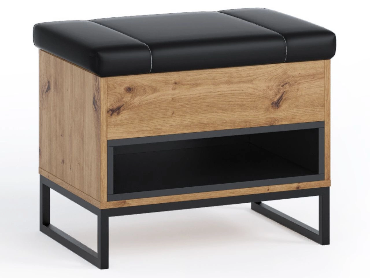 Sitzbank mit Stauraum Artisan Eiche, Schwarz