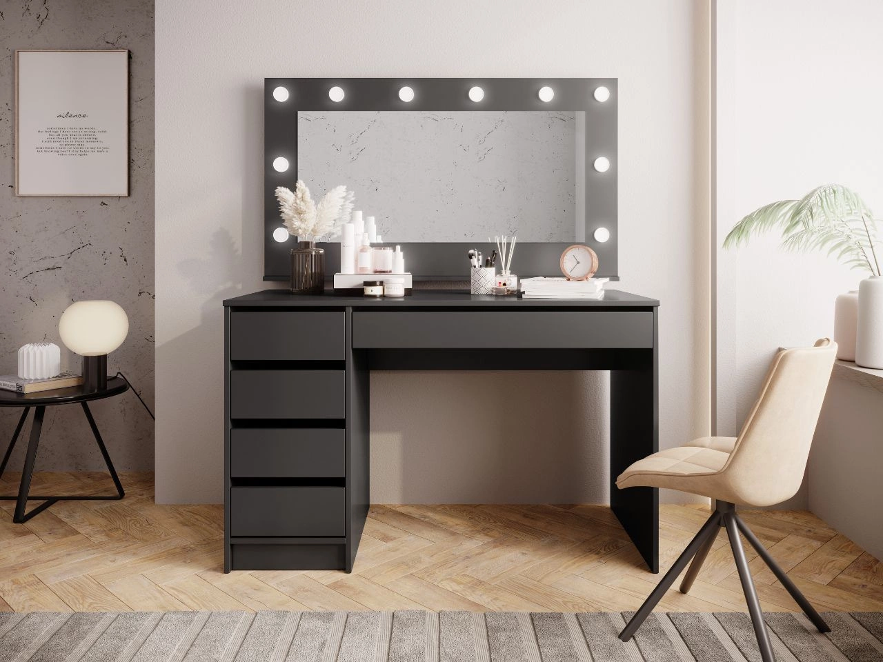 Schminktisch mit Spiegel Anes Antrazit