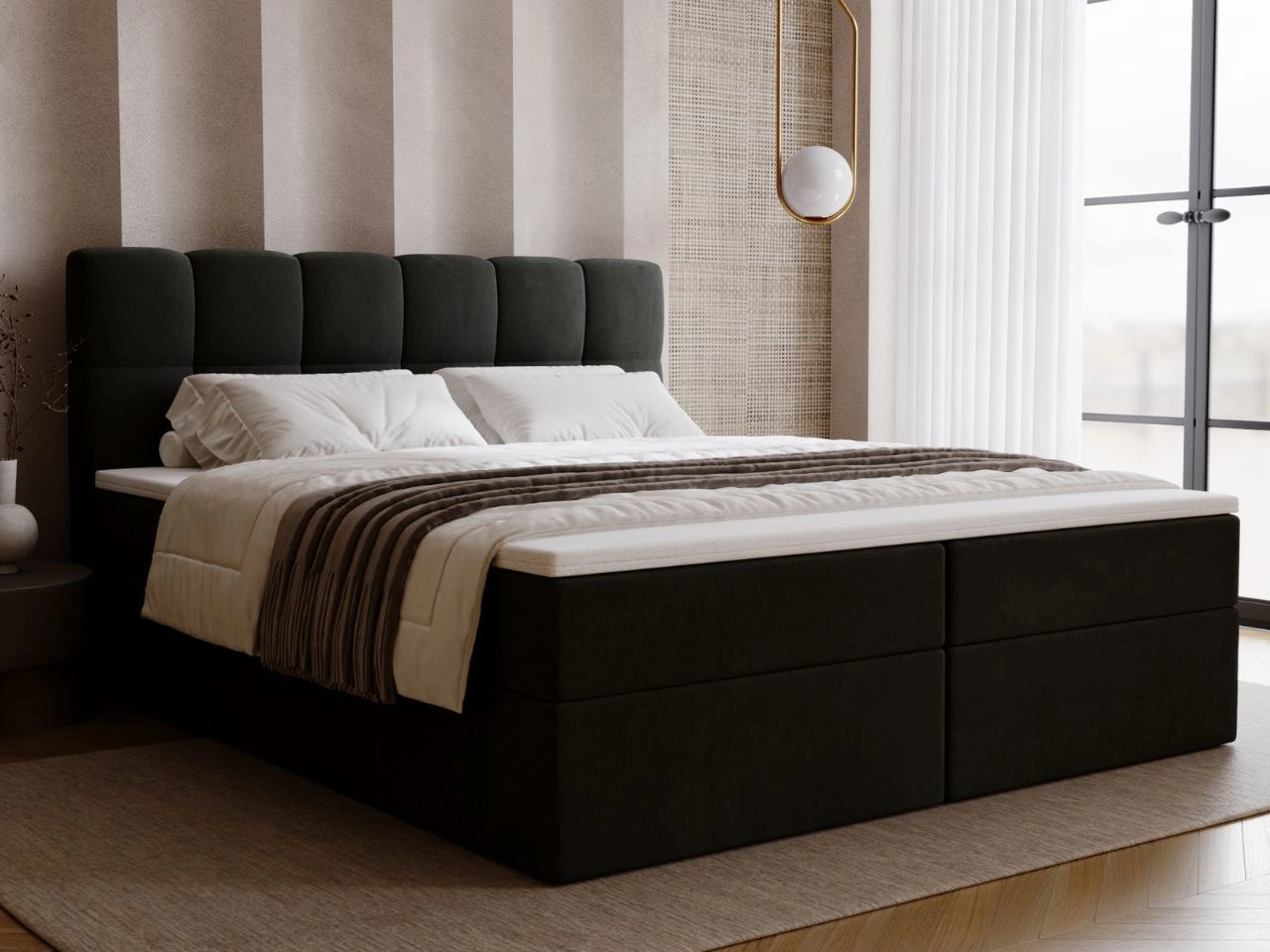 Boxspringbett mit Bettkasten 160x200 Maison Dunkelgrau