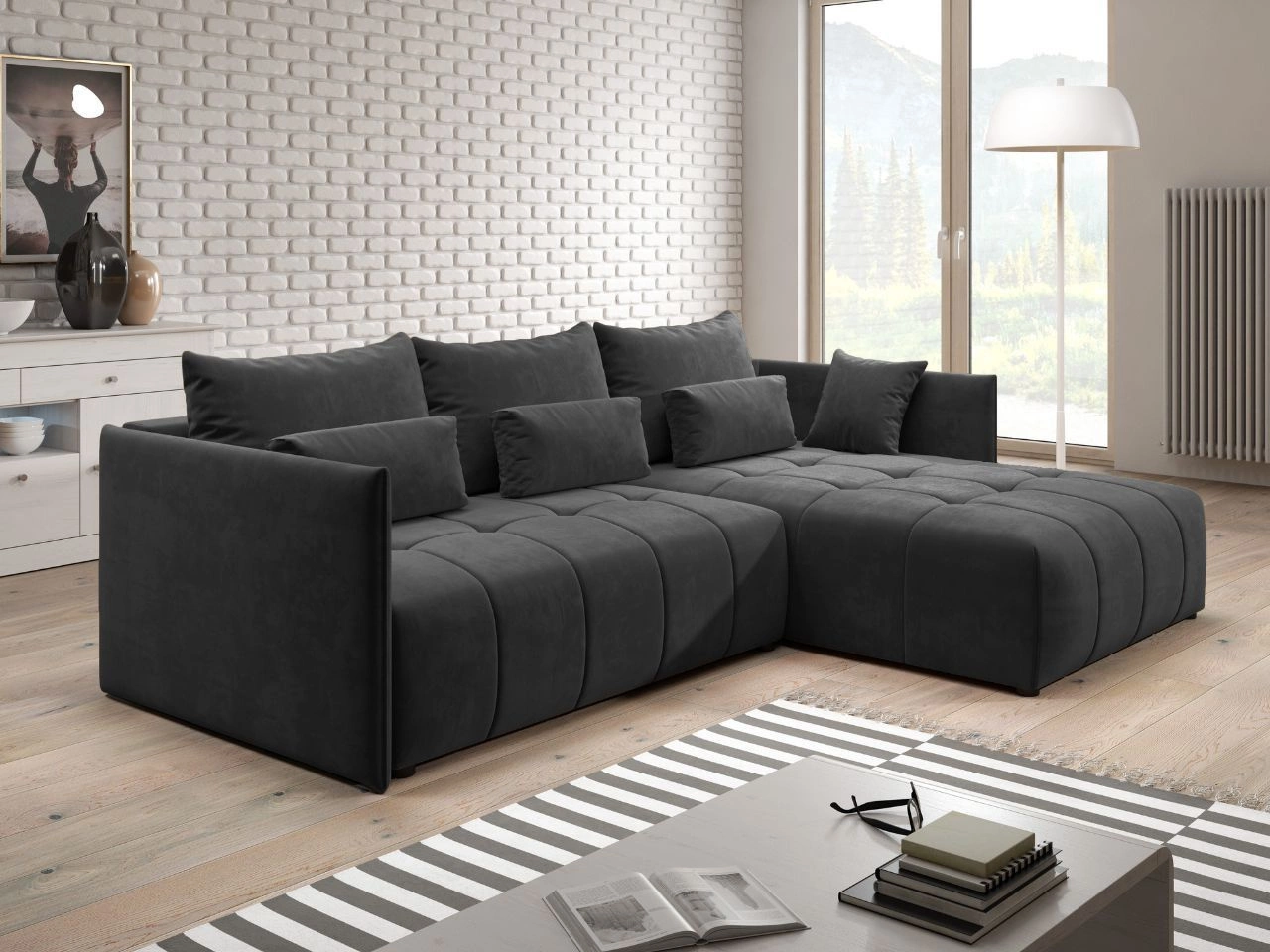Ecksofa L-Form mit Schlaffunktion und Bettkasten Ardi Anthrazit