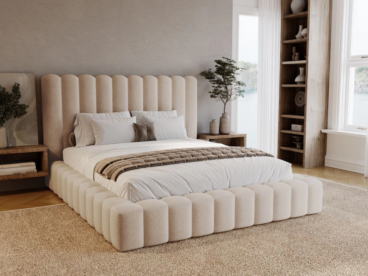 Polsterbett mit Bettkasten und Lattenrost 120x200 Rotto Beige