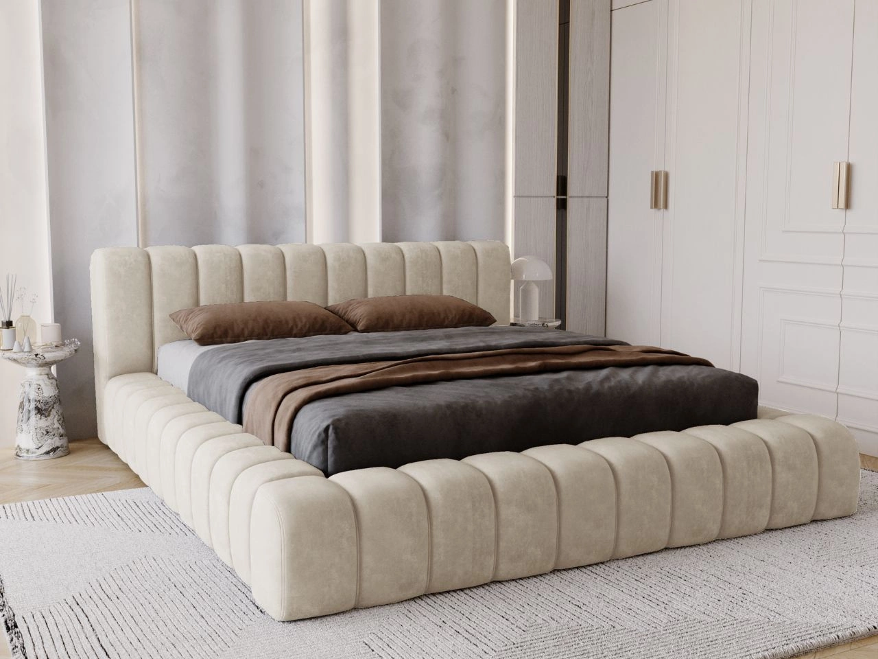 Polsterbett mit Bettkasten und Lattenrost 120x200 Italia Beige