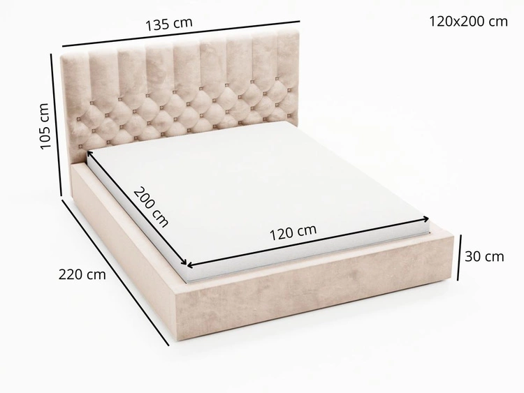 Polsterbett mit Bettkasten und Lattenrost 120x200 Roma Beige