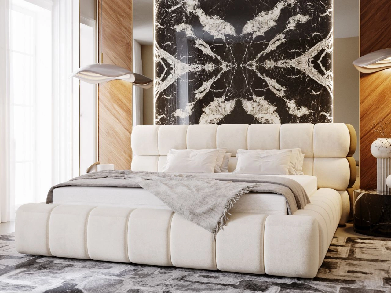 Polsterbett mit Bettkasten und Lattenrost 160x200 Mellow Beige