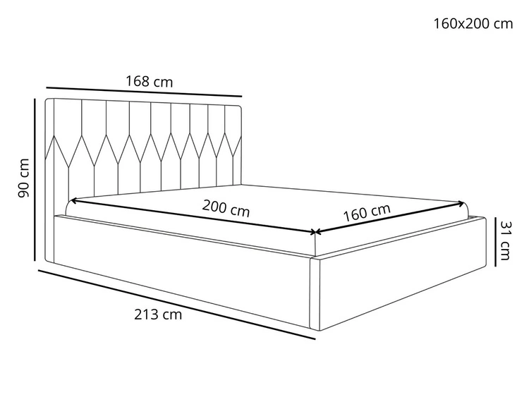 Polsterbett mit Bettkasten und Lattenrost 160x200 Gaja Beige