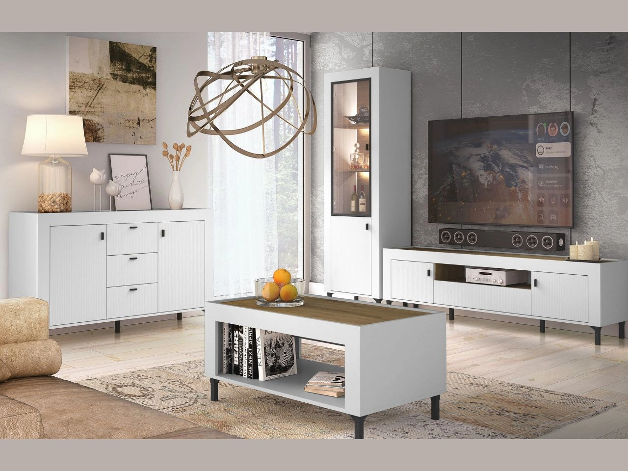 Set für Wohnzimmer Messina Weiß