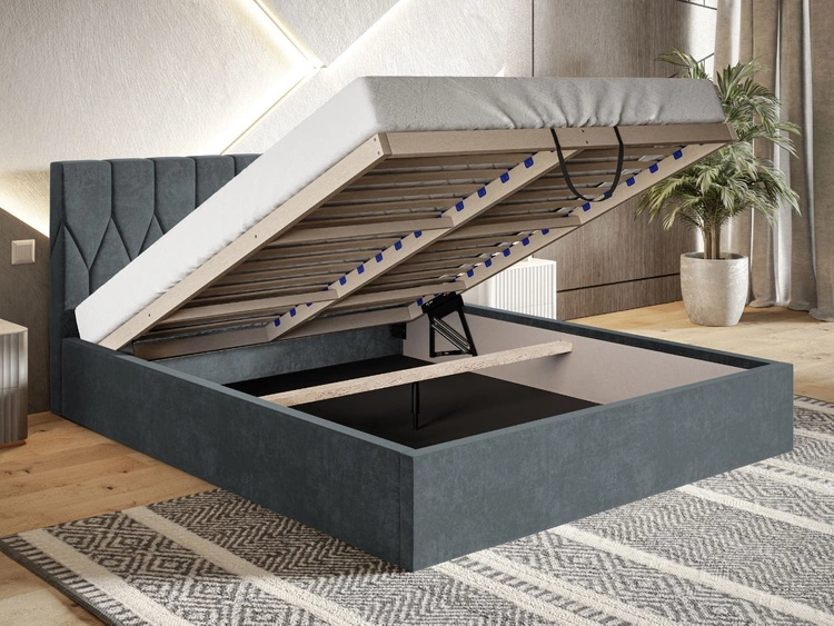 Polsterbett mit Bettkasten und Lattenrost 160x200 Gaja Beige