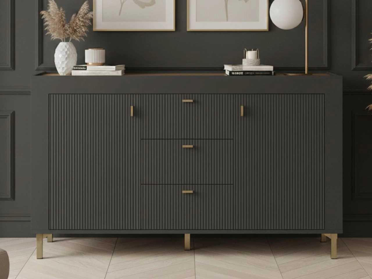 Kommode mit Türen und Schubladen Messina Schwarz