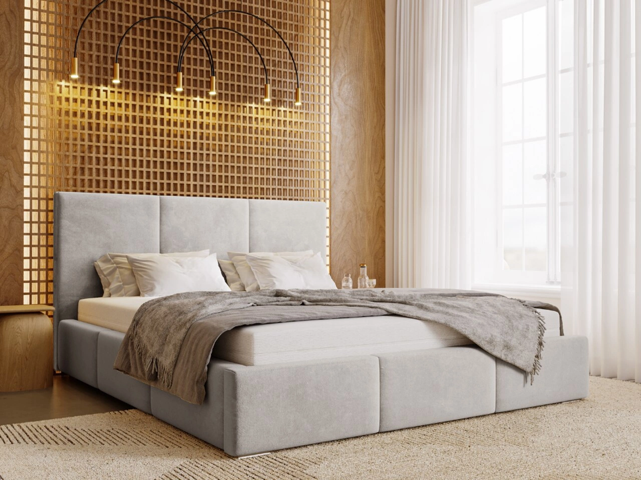 Polsterbett mit Bettkasten und Lattenrost 160x200 Lincoln Grau