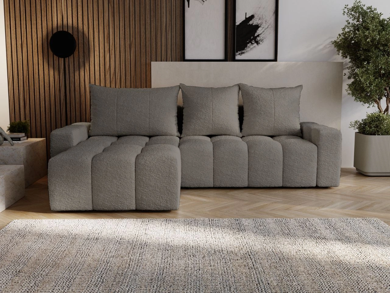 Ecksofa L-Form mit Schlaffunktion und Bettkasten Bresso Dunkelgrau