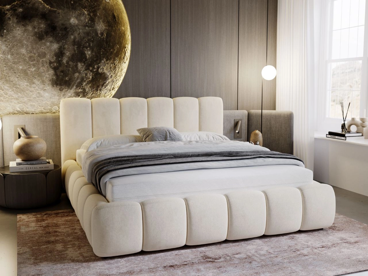 Polsterbett Ohne Bettkasten mit Lattenrost 120x200 Cloud Beige