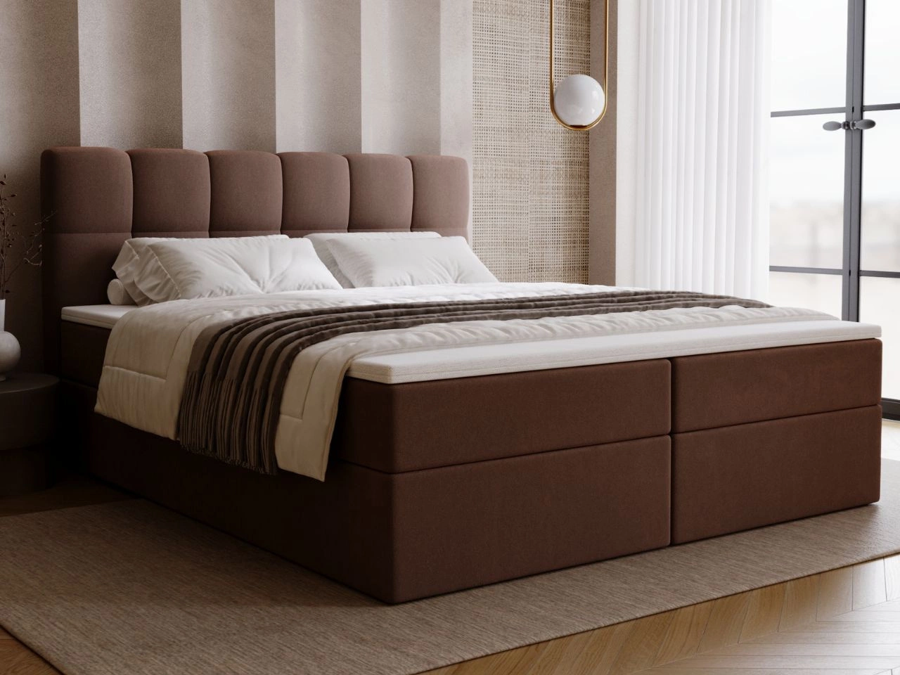 Boxspringbett mit Bettkasten 160x200 Maison Braun