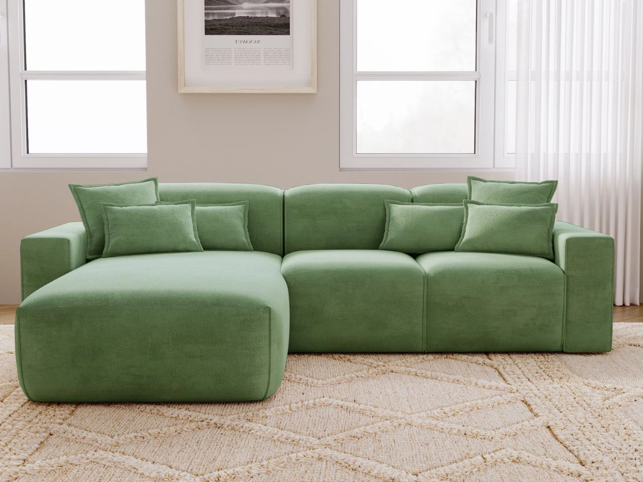 Ecksofa L-Form Links Moderne Ecksofa Leni Grün