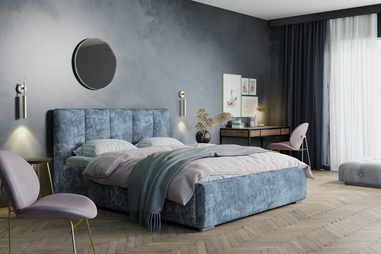 Polsterbett mit Bettkasten 180x200 Story Blau