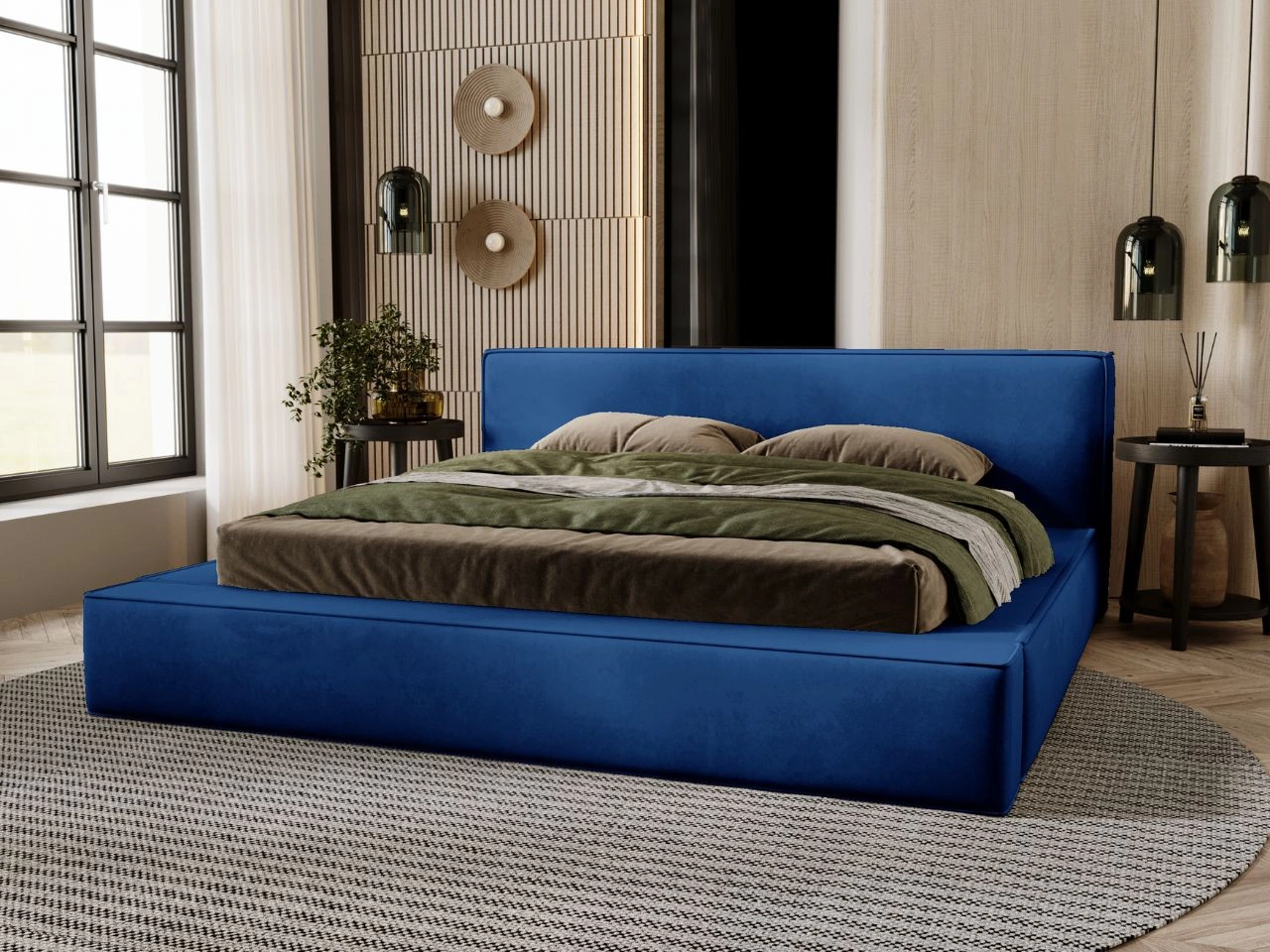 Polsterbett mit Bettkasten und Lattenrost 160x200 Mali Blau